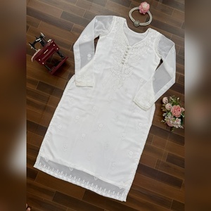 Exclusive designer foux georgette <b>kurti</b> with intricate thread work and micro cotton lining for premium ethnic style - Product Image 4