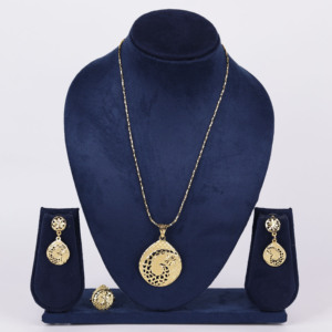 Conjunto de colgante de latón Premium exclusivo, joyería formadora chapada en oro para mujer, regalo de compromiso ortodoxo, Chapado En Oro Laminado - Product Image 1