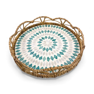 Mesa Decorativa Hecha a Mano con Incrustaciones de Madreperla y Borde de Jacinto de Agua, Diseño Flexible, para Servir Alimentos, Uso Doméstico, Vietnam - Product Image 4