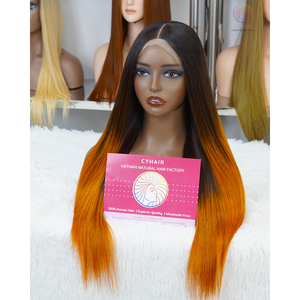 Perruques droites d'os de cheveux humains de fermeture de cheveux crus du Vietnam dentelle transparente pour la femme noire - Product Image 2