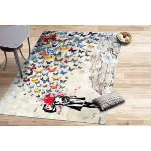 Graffiti Banksy Butterfly Printed <b>Rug</b> - Soft Chenille <b>Runner</b> for <b>Kitchen</b> & Floor,Nonwoven Soft <b>Rug</b> - Product Image 3