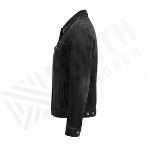 Veste en jean décontractée personnalisée pour hommes, grandes tailles, 100% coton, option logo sur le devant, respirante, veste d'hiver - Product Image 3