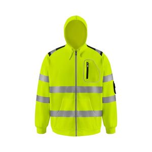 Sweat-shirt à capuche à manches longues pour homme, veste décontractée, fermeture éclair, polaire, vêtements de travail de sécurité - Product Image 1