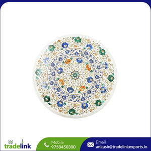 Juego de mesa de mármol hecho a mano exquisito de lujo moderno con incrustaciones de madera fácil montaje muebles de sala de estar Material de vidrio para la venta - Product Image 4