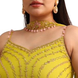 Tuta Sharara verde Lime con girocollo Dupatta all'ingrosso da donna abbigliamento etnico OEM fornitore di abbigliamento da sposa personalizzato - Product Image 4