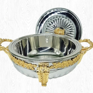 Gold and Silver Designer Food Serving Hot Pot Casserole Dish <b>Buffet</b> <b>Warmer</b> Display for Wedding Use - Product Image 2