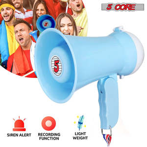 5Core Megaphone 15W Bull Horn Kids PA <b>Speaker</b> w 400 Yards Range Siren Lightweight Loud <b>Mini</b> Megafono - Product Image 2