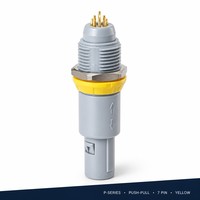 Conector Circular Push-Pull Serie P de BEXKOM, 7 Pines, Amarillo, Enchufe Recto, Latón Chapado en Oro, Grado Médico, Bajo Costo