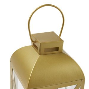 Décoration d'éclairage de jardin moderne Nouveau design Lanterne pilier en verre transparent Bougeoirs en fer métallique de couleur or - Product Image 3