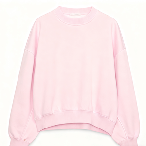 Pull ample décontracté en coton molletonné pour femme, de haute qualité, rouge uni, personnalisé, tricoté, à col rond, brodé, écologique, pour l'hiver - Product Image 5