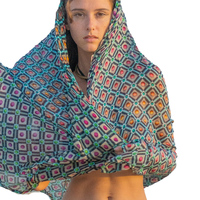 Sarong de plage hawaïen personnalisé pour femmes adultes, adapté à la maternité, à carreaux géométriques, en soie, vêtements de bain, vêtements de sport, paréos