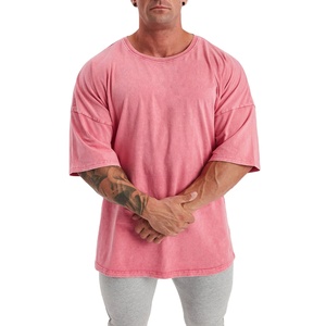 Camisetas de hombre con lavado ácido, estilo vintage, tela de algodón con efecto desgastado, corte regular, material transpirable, manga corta, ropa casual, cuello redondo. - Product Image 1