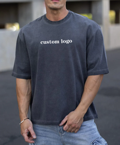 Qualité supérieure 100% coton lavage à l'acide Vintage T-shirts en gros haute qualité surdimensionné Gym décontracté DTG impression Sweat T-Shirt - Product Image 4