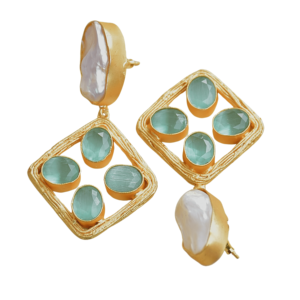 Cerceaux en laiton plaqué or en gros, perles naturelles, pierres semi-précieuses, laiton plaqué rhodium, motif unique de créateur en gros - Product Image 3