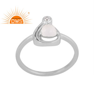 Venta caliente plata esterlina natural Cz y Arco Iris Luna piedra apilable anillo personalizado joyería fabricante - Product Image 1