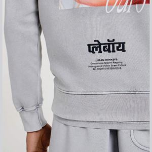 เสื้อฮู้ดโอเวอร์ไซส์สีเทาใส่ได้ทั้งชายและหญิง, สินค้ามาใหม่ปี2025มีฮู้ดโอเวอร์ไซส์ลายปะใส่สบาย - Product Image 3