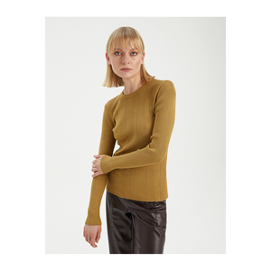 Pull en tricot mélangé de viscose rayé pour femme BGN W24HQ027 - Product Image 4