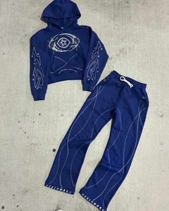Conjunto Deportivo de Invierno Personalizado de 2 Piezas para Mujer, Estilo Hip Hop, 100% Algodón, Ligero, Pantalones Deportivos con Contraste de Color, Sudadera con Cierre - Product Image 1