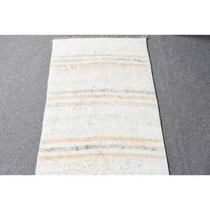 Tapis en laine turque moderne vintage 18x9ft blanc sur blanc tissage plat patchwork design pour décorations de salon avec support en latex - Product Image 3