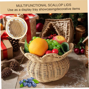 Set of 2 Eco-Friendly Stylish <b>Rattan</b> <b>Storage</b> Baskets Handwoven and Durable for Household Organizing with Functional Elegance - Product Image 2