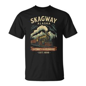 T-shirt Skagway Alaska Steam Train Gateway, set regalo culturale e turistico che si concentra sulla storia di Klondike - Product Image 1