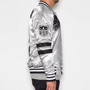 2025 vente en gros personnalisé de haute qualité hommes Satin varsity veste couleur unie collège Baseball veste pour hommes - Product Image 4