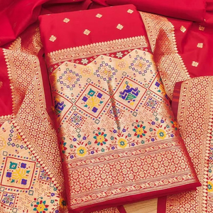 Nouveau costume pur zari Banarasi pour femmes broderie avec robe de travail manuel Materia - Product Image 1