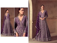 Nouveau costume Anarkali en nylon Chinon pour un usage quotidien - Tissu tissé lavable avec broderie de fils et de sequins