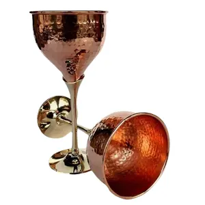 Best Quality Champagne Goblet Glass Hot Sale Hammered Design Wine Serving Goblet Metal Royal Glass For Home Hotel And Bar