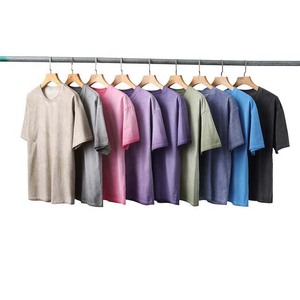 Camisetas lavadas con ácido de 230GSM de alta calidad, ropa de jogging de gran tamaño, camisetas de lavado con ácido para correr, camisetas de algodón de manga corta con cuello redondo - Product Image 6