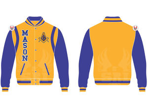 Chaqueta Masónica de Maestro Masón, Chaqueta Universitaria Personalizada |   Chaqueta Universitaria Masónica de Lana con Mangas de Cuero - Product Image 3