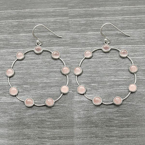 สินค้ามาใหม่ต่างหูแบบแข็งทำด้วยมือทำด้วยมือทำจากเงิน925อัญมณีควอตซ์สีธรรมชาติแบบแข็งเครื่องประดับต่างหูแบบห้อยสุดหรูสำหรับผู้หญิงขายส่ง - Product Image 2