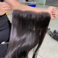 Extensions de cheveux naturels 100% lisses, noirs, avec dentelle transparente HD de haute qualité, frontales 12x4 13x4, de l'oreille à l'oreille, double trame, fabriquées à la machine