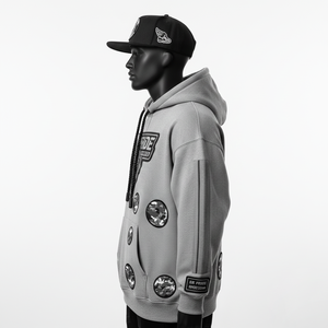 Sweat à capuche pour homme de qualité supérieure, coupe classique, poids lourd, streetwear d'hiver, coton écologique, polaire, patchs en PVC, basiques - Product Image 4