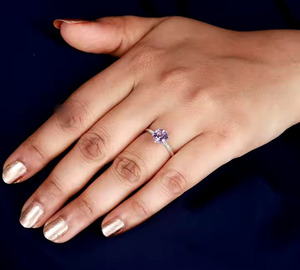 Banda minimalista de Plata de Ley 925, anillo de boda clásico con piedras preciosas, piedra amatista, compromiso, fiesta, aniversario, anillos finos - Product Image 5