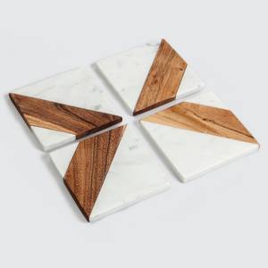 Elegant <b>White</b> Marble Leaf <b>Coasters</b> Set Heat Resistant Handcrafted Natural Stone Table Decor for Coffee Tea Dining - Product Image 4