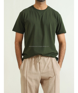 2026 Hot Sale Men's <b>Olive</b> <b>Green</b> Cotton <b>T</b>-<b>Shirt</b> Short Sleeve O-Neck Regular Fit Solid Casual Jersey Woven Breathable Acid Wash - Product Image 5