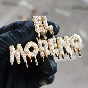 Colgante de plata chapado en oro blanco personalizable de 14 quilates con 3 quilates de corte redondo moissanita real estilo hip-hop encantos de corte princesa - Product Image 2