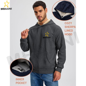 Men's Sweatshirt <b>Sherpa</b> Fleece <b>Lined</b> Warm Thermal Winter Workwear Men's Windproof Heavyweight <b>Hoodie</b> Pullover - Product Image 3
