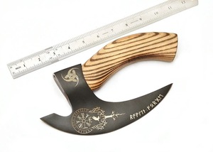 ปลอกหนังเกรดอุตสาหกรรมสำหรับเชฟขวานพิซซ่าไวกิ้งเหล็กกล้าคาร์บอนสูงพร้อมด้ามจับไม้ - Product Image 2