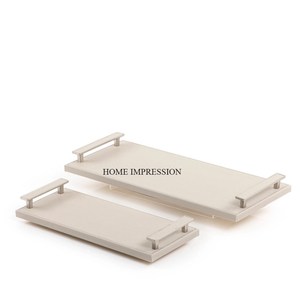 Plateau de service moderne de luxe en aluminium plaqué or HOME IMPRESSION HI-3358, fait main, thème fruits, pour mariage, maison, hôtel, résistant à la chaleur - Product Image 3