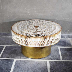 Tradebyd Bone Inlay Coffee <b>Table</b> Handmade for Boho Inspired Homes Decorative Console Accent - Product Image 3