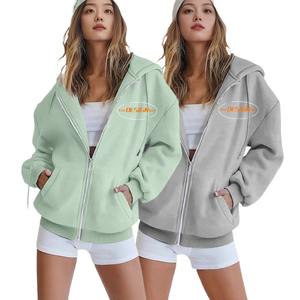 Sudaderas con cremallera para mujer Venta al por mayor Sudaderas con cremallera ajustadas para mujer Sudadera con capucha lisa de diferentes colores para mujer - Product Image 1
