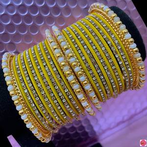Vintage Custom Design Trendy High-quality Wedding Jewelry Elegant Multi-Color <b>Pearl</b> Stone Bridal Bangles Geometric Pattern Gold - Product Image 2