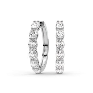 Élégantes boucles d'oreilles créoles ovales en diamant de laboratoire 1 carat (poids total) couleur F-G pureté VS en or massif 14K pour une élégance naturelle et un raffinement au quotidien - Product Image 2
