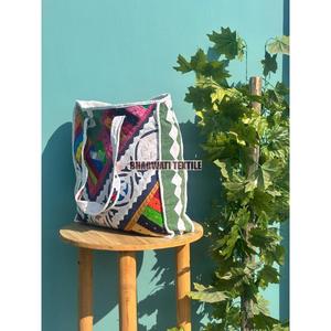 Indian Handmade Quilted Tote Bag Cotton Fabric Patchwork Design Daily Use for Travel Beach Grocery Shopping Great Gift Idea - Product Image 3