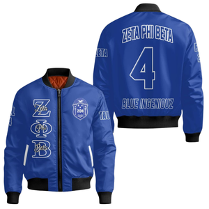 Veste en satin pour femmes Zeta Phi Beta, bleu et blanc, vêtements grecs ZPB, broderie du blason de la sororité de 1920, mode universitaire haut de gamme - Product Image 3