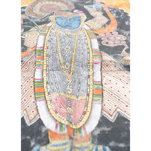 Tapiz de Pared de Tela de Algodón Verde con Arte Pichwai, Estilo Bohemio Navideño para Dormitorio, Decoración del Hogar, Diseño Metálico con Cuerda - Product Image 3