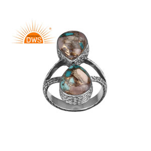 ร้อนขายออกซิไดซ์เงินสเตอร์ลิง Mojave ทองแดงสีชมพูโอปอลพลอยสีฟ้าครามแยกวงแหวนผู้ผลิตเครื่องประดับที่กำหนดเอง - Product Image 1