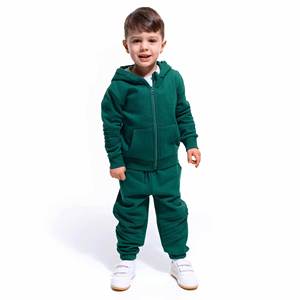 Alta calidad sólido Casual transpirable con capucha Zip-Up niños chándales invierno Jogger chándal poliéster algodón cintura elástica - Product Image 4